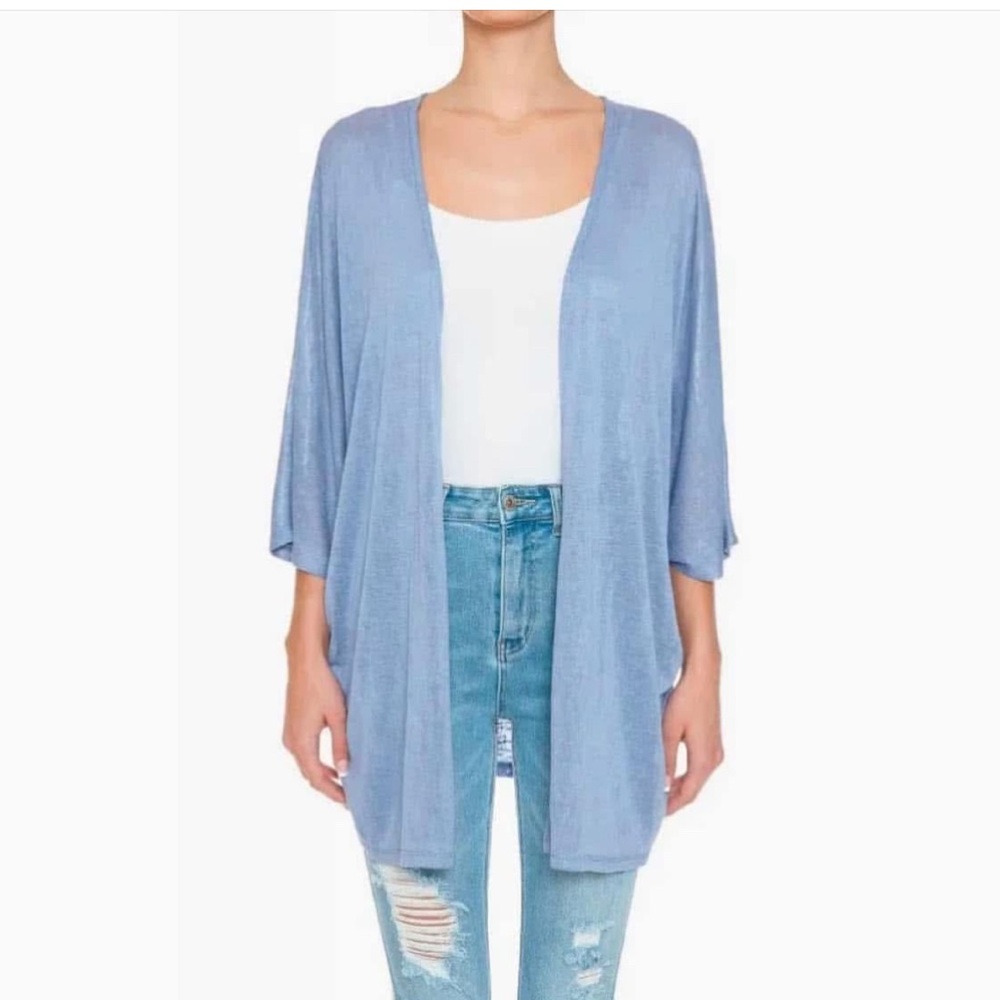 Blue Relaxed Boxy Tunic Top